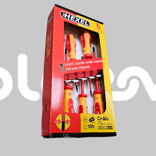 Jeu de 6 tournevis fente-PZ isolés 1000V